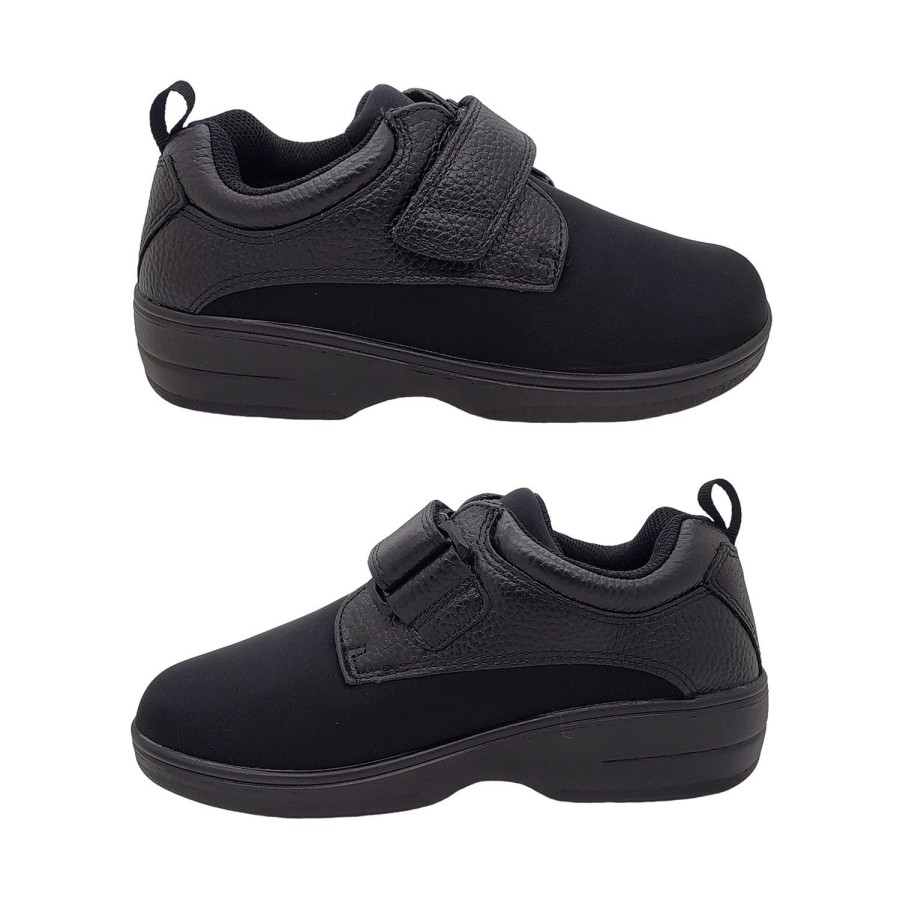 Women Propet | Propet Opal Ladies Special Fit Walking Shoe Wide Fit Stretch Top Dual Insole Black