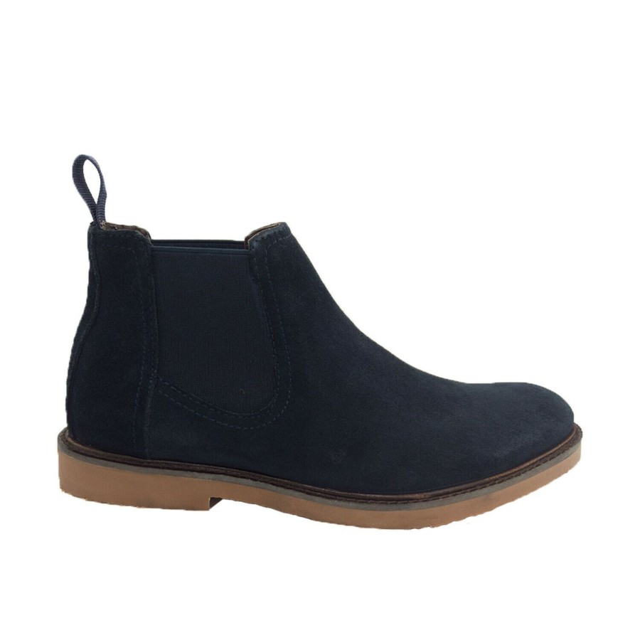 Men Bata | Mens Boots Bata Chelsea Navy Blue Suede Leather Pull On Ankle Boot Gusset Navy Suede