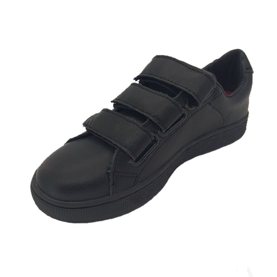 Men Corbi | Mens Shoes Corbi Pipeline Leather Hook And Loop School Shoe Size 6-12 Black