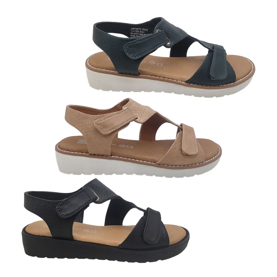 Women Bay Lane | Bay Lane Banksia Ladies Sandals Summer Comfort Sole Adjustable Tab Open Style