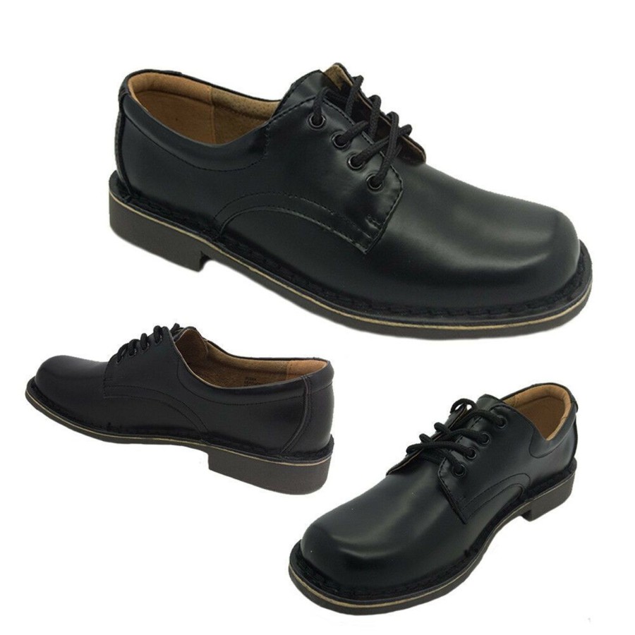 Kids Wilde Casual | Girls Shoes Wilde Jezra Jnr Leather Lace Up School Shoe Size 10-2 Black Shine