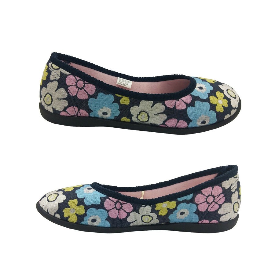 Women Panda | Ladies Slippers Panda Elgin Floral Low Cut Slip On House Slipper Soft Size 5-10 Navy Floral