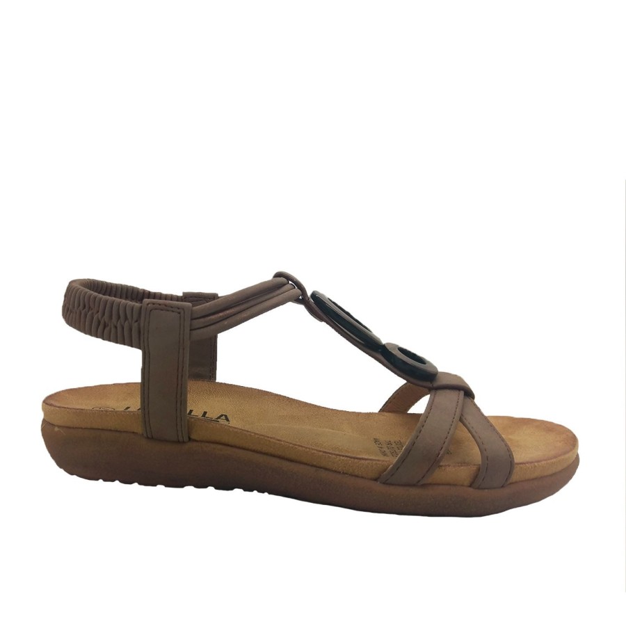 Women Lorella | Ladies Shoes Lorella Tori Elastic Slingback Footbed Comfort Sandal Sizes 5-10 Brown