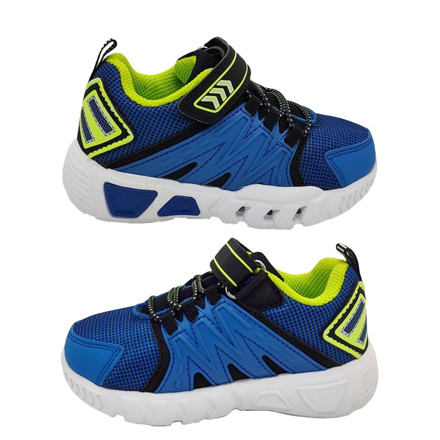 Kids Bolt Runners | Bolt Zachary Boys Shoes Sneaker Casual Trainer Led Lightup Sole Hook And Loop Strap Blue