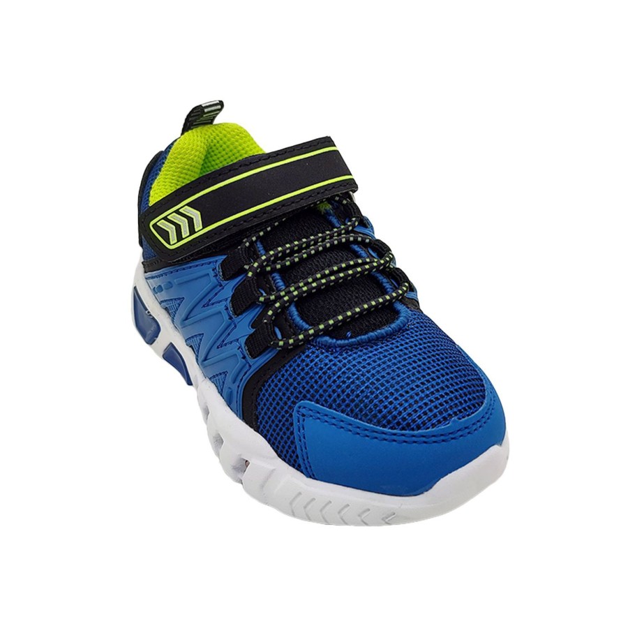 Kids Bolt Runners | Bolt Zachary Boys Shoes Sneaker Casual Trainer Led Lightup Sole Hook And Loop Strap Blue