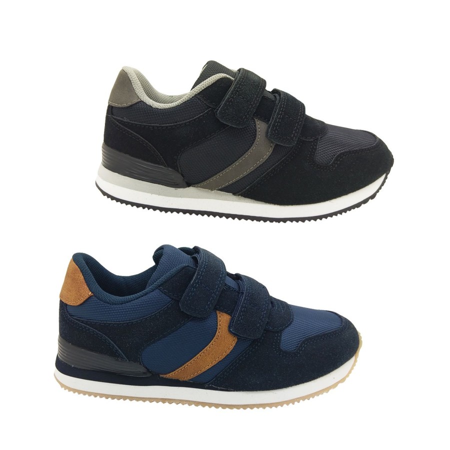 Kids Grosby Casual | Grosby Tommy Boys Retro Fashion Sneaker Hook And Loop Lightweight Size 10-3