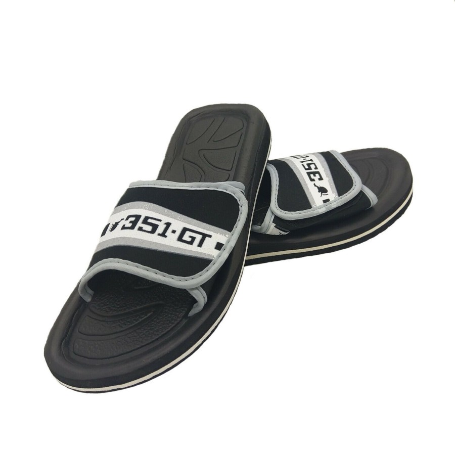 Men Ford | Mens Shoes Ford 351-Gt Slides Slip Ons Adjustable Hook And Loop Ford Black