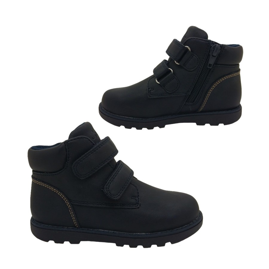 Kids Grosby Boots | Grosby Harley Little Boys Boots Ankle Length Double Hook And Loop Zip Side