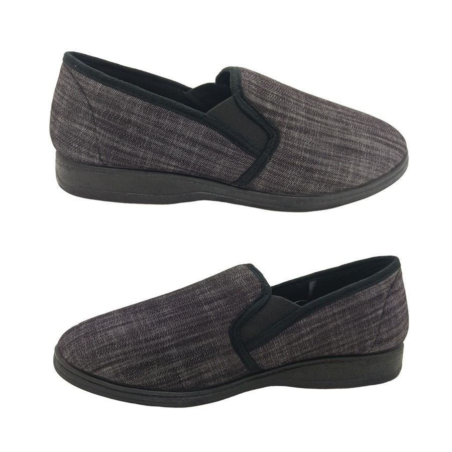 Men Grosby | Mens Slippers Grosby Patrick Black Or Navy Multi Slipper Memory Foam Size 6-12