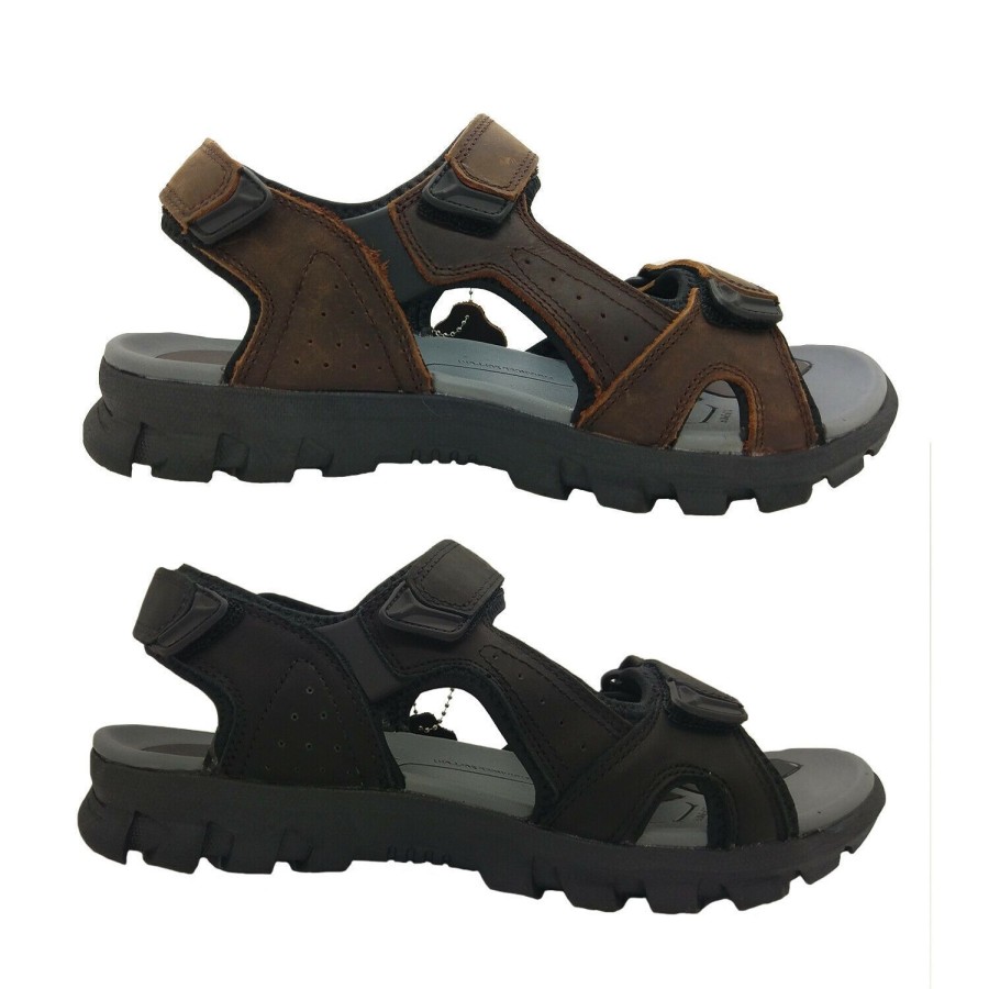 Men Audrino Rapelli | Mens Sandals Audrino Rapelli Force Leather Surf Sandal Tab Adjust Light