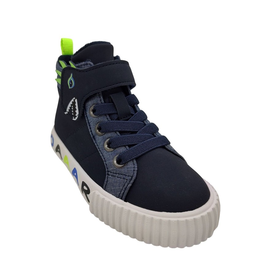 Kids Grosby Boots | Grosby Roar Little Boys Casual Boot Dino Design Ankle Length Easy On Cute Navy