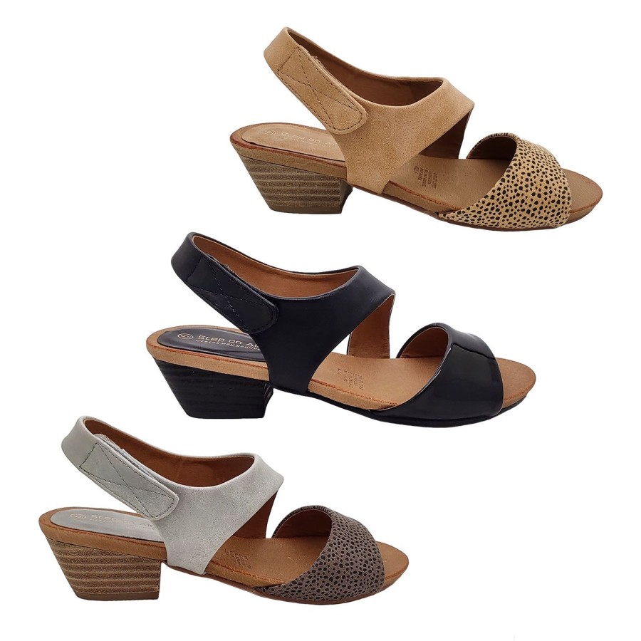 Women Step on Air | Step On Air Diagonal Ladies Sandal Mid Heel Front Trim Open Toe Slingback