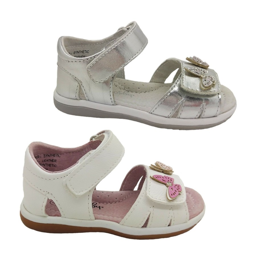 Kids Grosby Casual | Girls Shoes Grosby Satin Cute Butterfly Sandals Adjustable Heel In