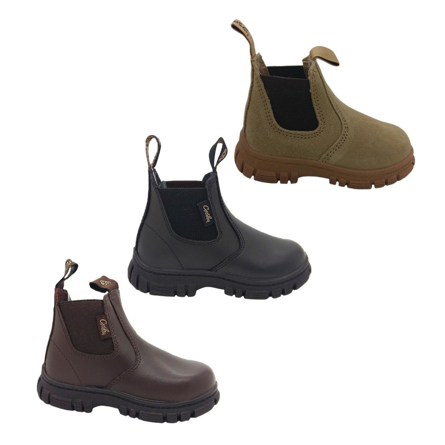 Kids Grosby Boots | Boys Boots Grosby Ranchyth Or Leather Pull On Boot Size 13-6