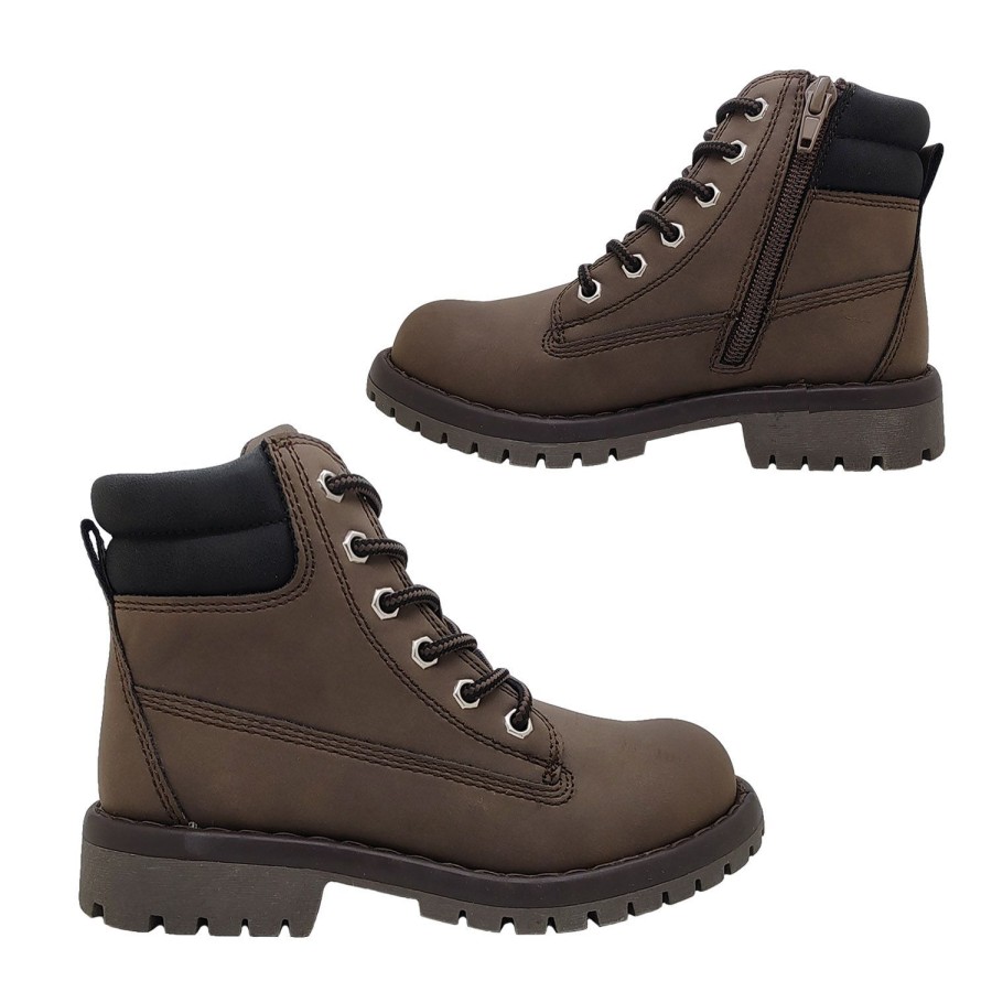 Kids Grosby Boots | Grosby Dusty B Boys Boots Lace Up Side Zip Work Boot Style Padded Ankle