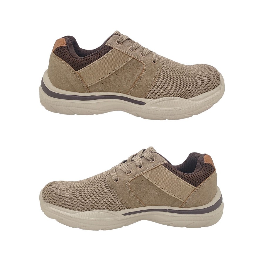 Men Woodlands | Woodlands Sven Mens Shoes Casual Walker Lace Up Light Flex Sole Mesh Top Taupe