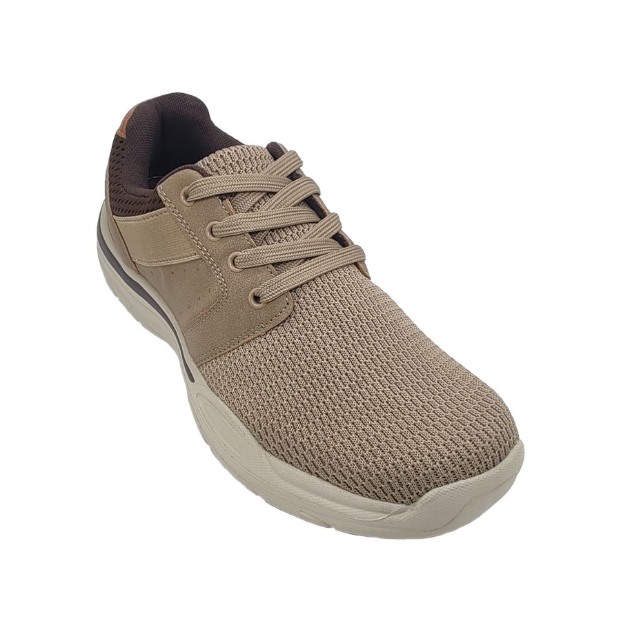 Men Woodlands | Woodlands Sven Mens Shoes Casual Walker Lace Up Light Flex Sole Mesh Top Taupe