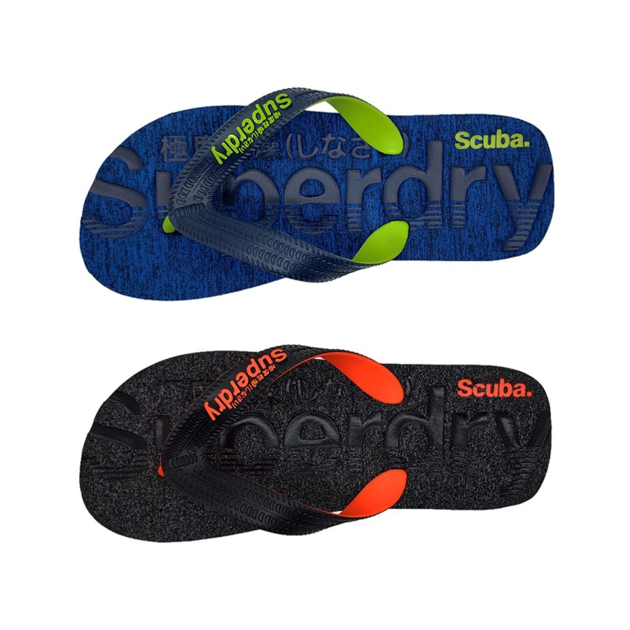 Men Superdry | Superdry Scuba Grit Flip Flop Mens Thongs Slip On Soft Embossed Insole