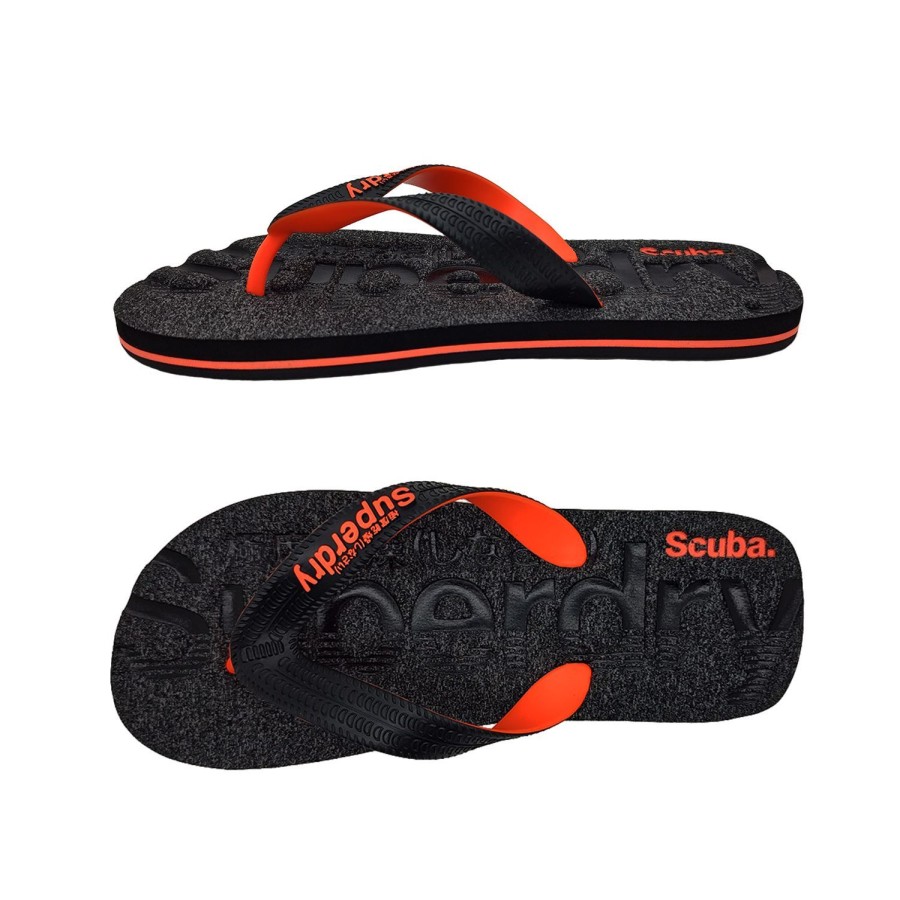 Men Superdry | Superdry Scuba Grit Flip Flop Mens Thongs Slip On Soft Embossed Insole