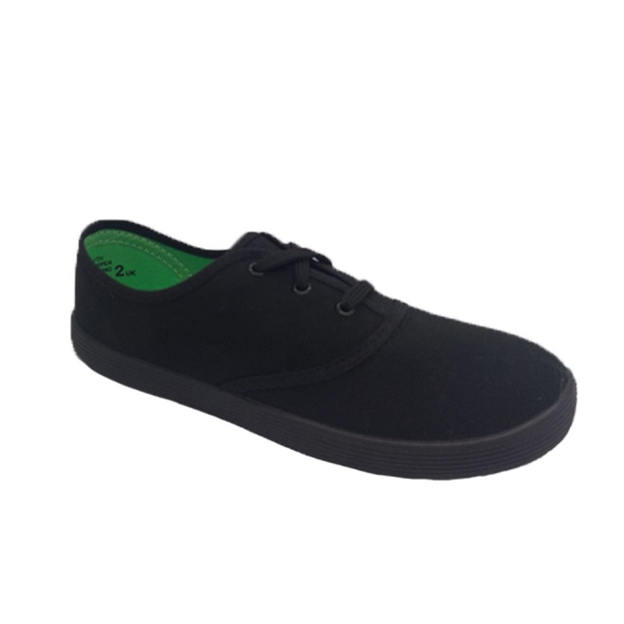 Kids Grosby Runners | Grosby Gerry Boys Shoes Canvas Casual Lace Up Flat Skate Youth Sizes Black Canvas