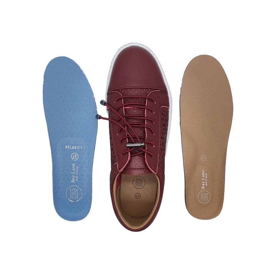 Women Bay Lane | Bay Lane Gypsy Ladies Shoes Leather Casuals Punch Out Multi Fit Insole Toggle Laces