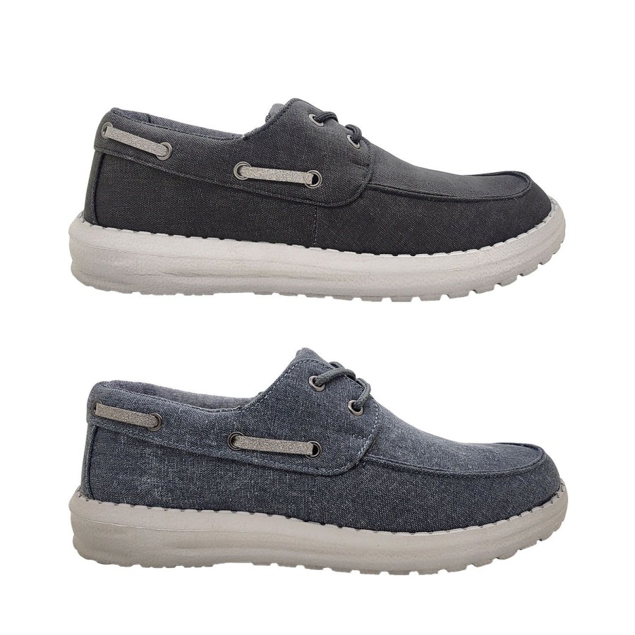 Men Woodlands | Woodlands Barney Mens Shoes Casual Boat Shoe Style Denim Look Lace Up Light