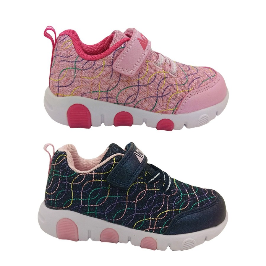 Kids Activ Runners | Activ Swirl Girls Sneaker Light Up Sole Hook And Loop Strap Light Casual