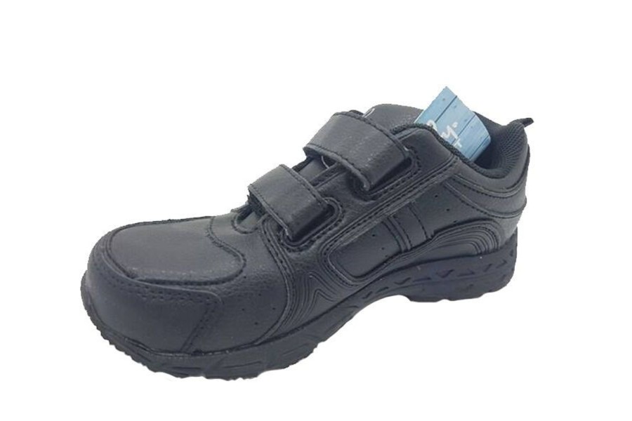 Kids Grosby Runners | Boys Shoes Grosby Heist School Shoe Runners Size 10-3 Sneakers Hook & Loop Black