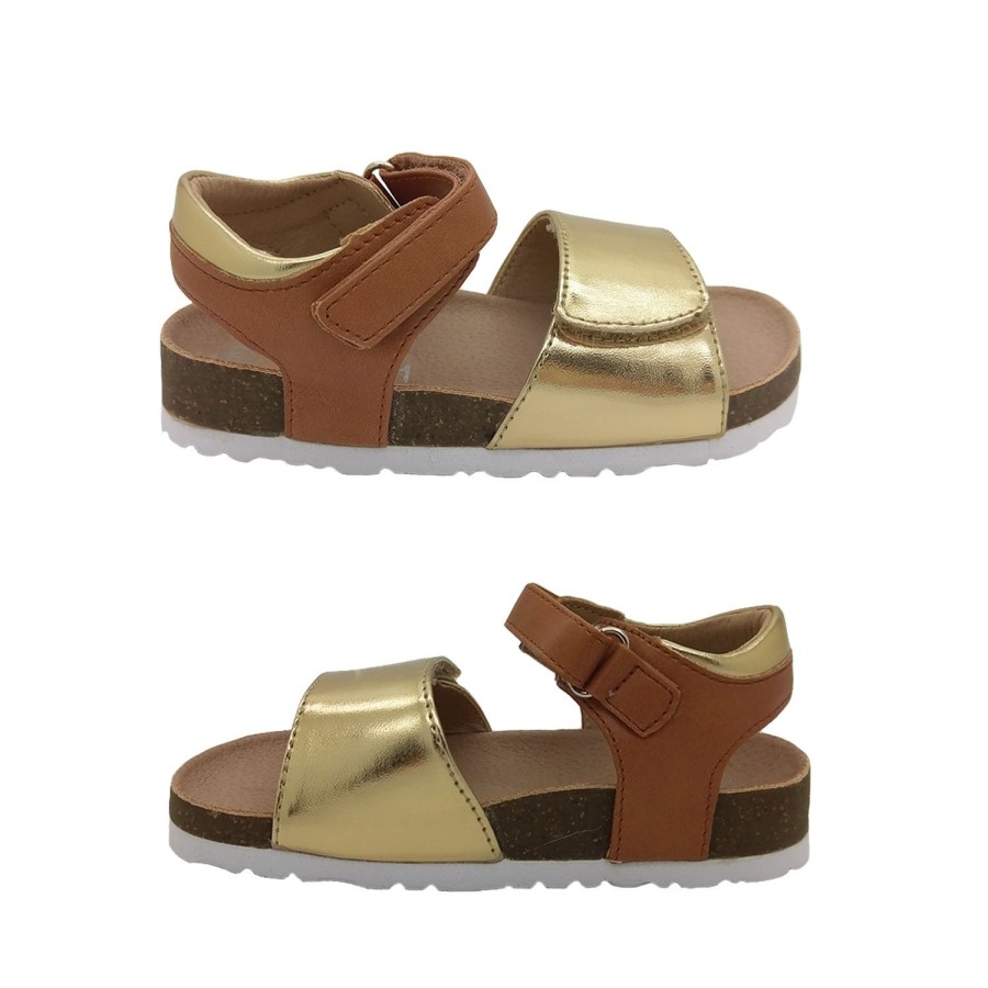 Kids Grosby Sandals | Grosby Sari Little Girls Shoes Sandals Footbed Adjustable Open Toe Flat Tan