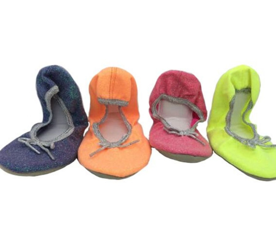 Kids Jiffies Casual | Girls Shoes Jiffies Glitter Ballet Flats Purple Pink Lemon Orange Size 5 -3