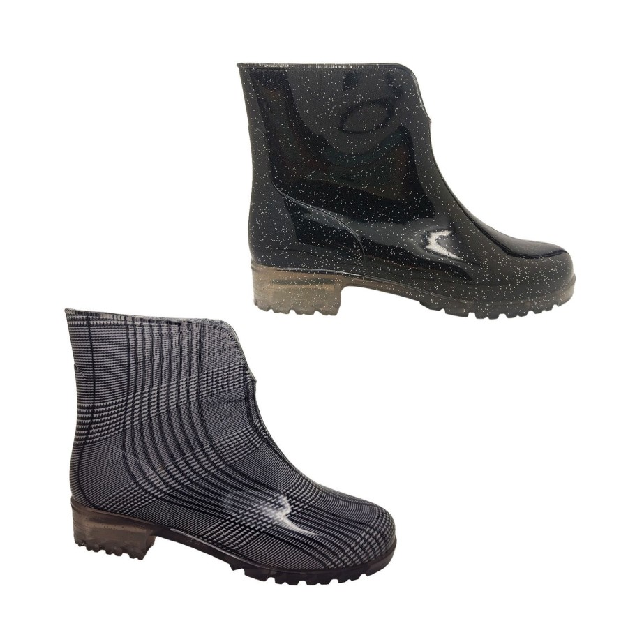 Women Aussie Gumboot | Aussie Gumboot Lina Ankle Ladies Gumboots Short Boot Pull On Wellies V Front