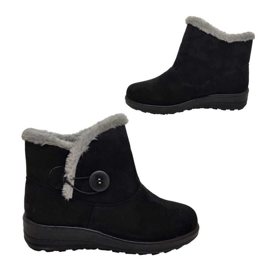 Women Panda | Panda Eugenia Ladies Slippers Ankle Boot Indoor Outdoor Furry Lined Button Side