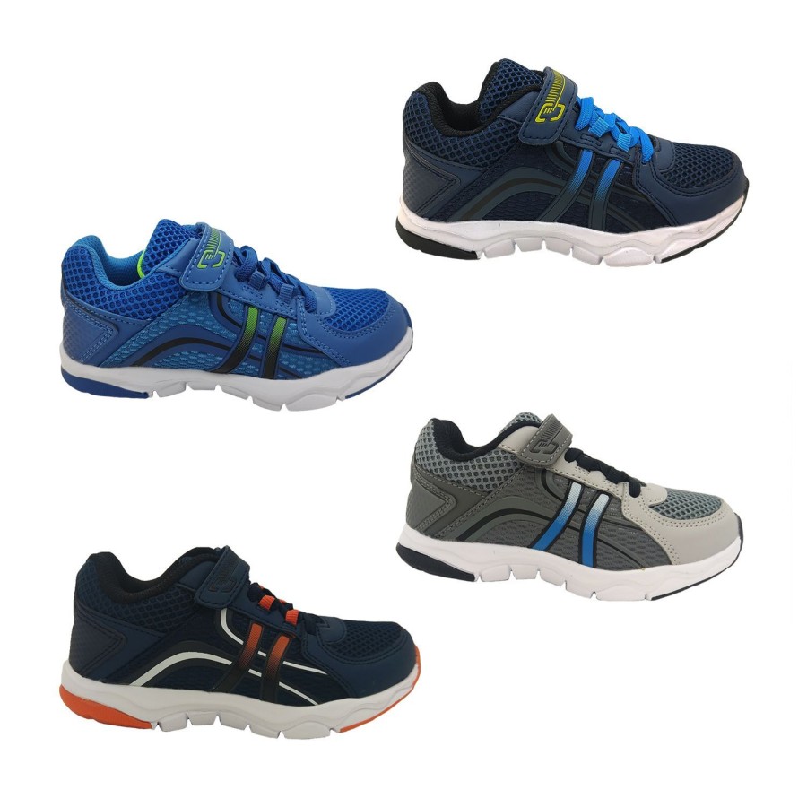 Kids Grosby Runners | Grosby Hoxton Boys Shoes Casual Sneaker Mesh Top Elastic Hook And Loop Light