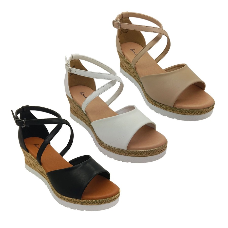 Women Bondi | Bondi Winter Ladies Dress Sandals Crossover Ankle Strap Heel In Wedge Size 5-10