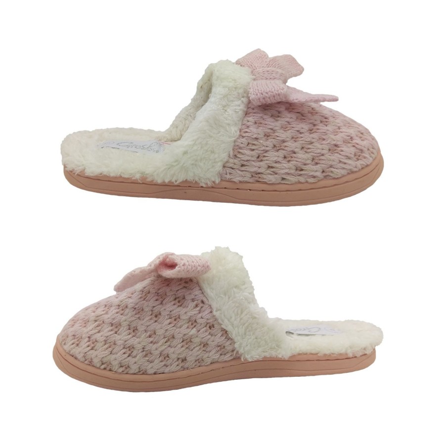 Women Grosby | Grosby Invisible Support Shimmer Ladies Slippers Mule Knit Top Soft Lining Pink