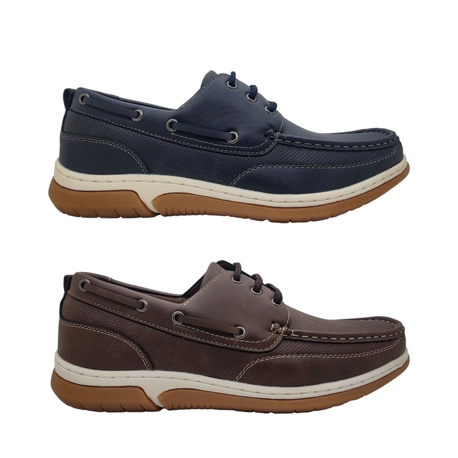 Men Woodlands | Woodlands Edwin Mens Shoes Casual Boat Shoes Lace Up Light Flex Sole