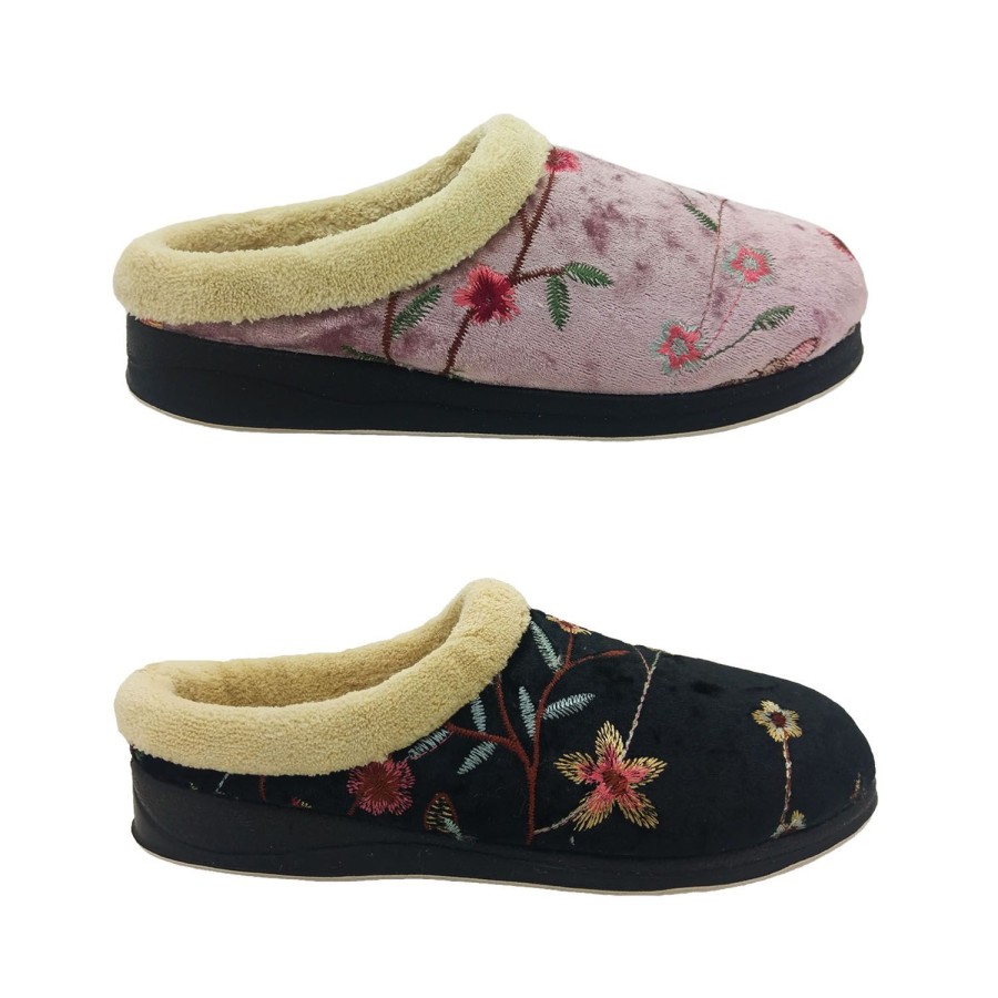 Women Panda | Panda Endy Ladies Slippers Embroidered Slip On Mule Slipper Soft Lined Comfy