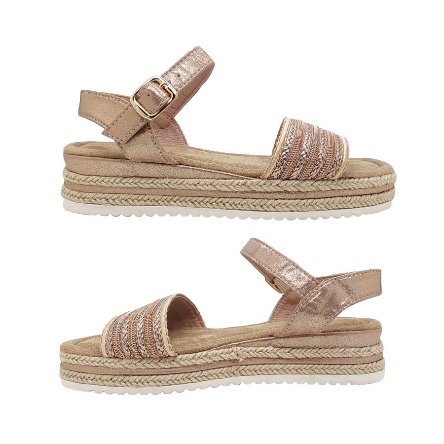 Kids Grosby Sandals | Grosby Layla Girls Youth Sandals Braided Top Ankle Buckle Slingback Platform Sole