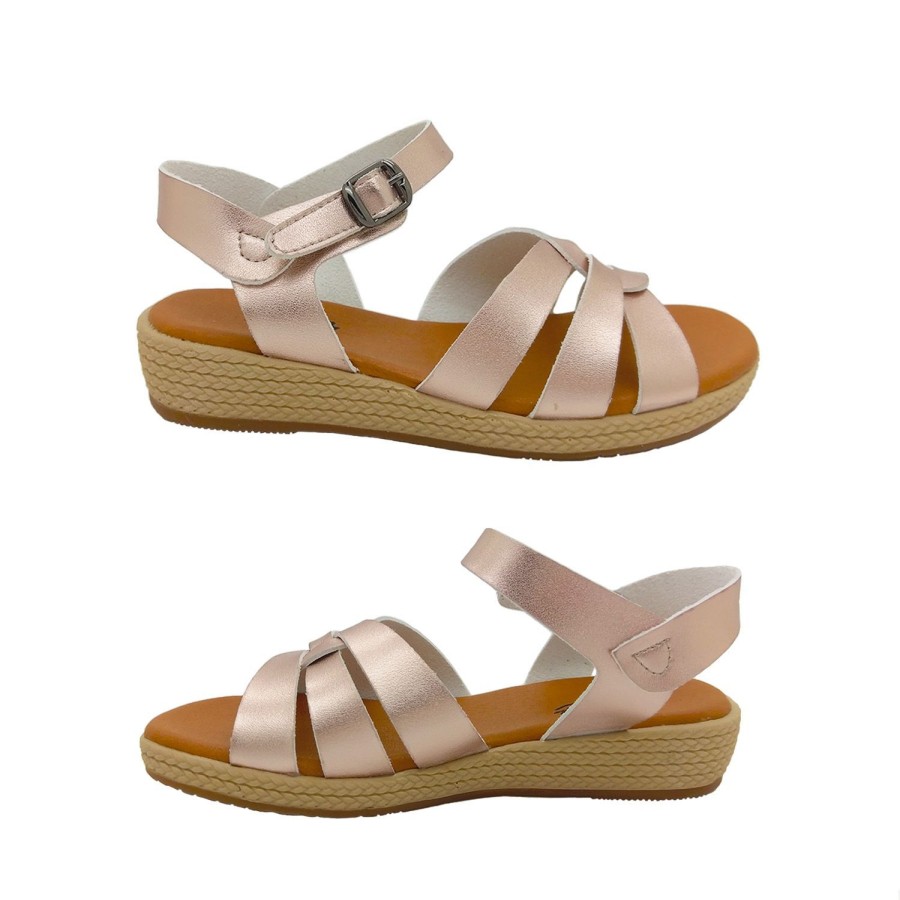 Kids Anna Sandals | Anna Milia Girls Sandal Crossover Front Ankle Buckle Wedge Sole