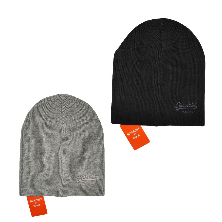 Accessories Superdry | Superdry Vintage Logo Classic Beanie Cotton Knit Hat Fold Up Reveal Logo