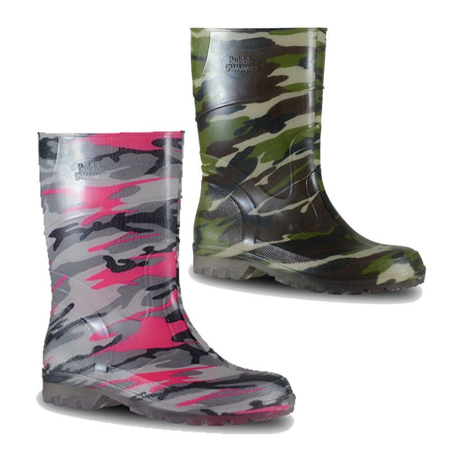 Kids Bata Boots | Childrens Gumboots Bata Bubblegummers Toddler/Junior Hi-Cut Camo Print Boot