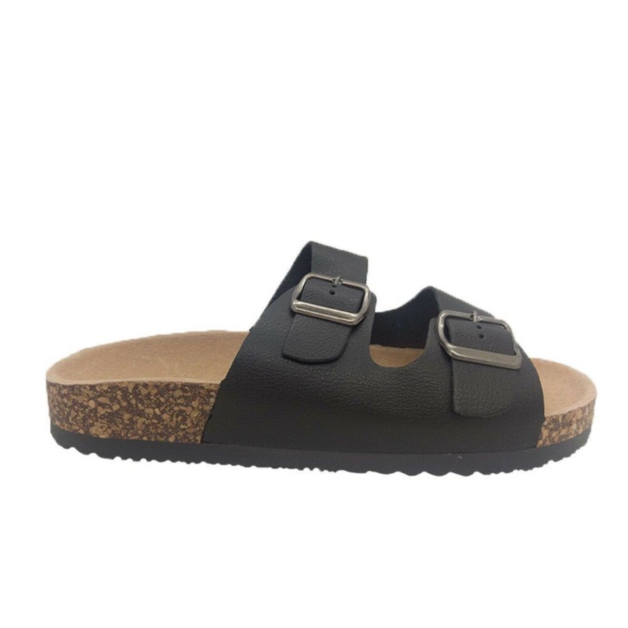 Women Bernice | Bernice Jalen Ladies Shoes Comfort Sandals Cork Footbed Dual Buckle Slide Slip On