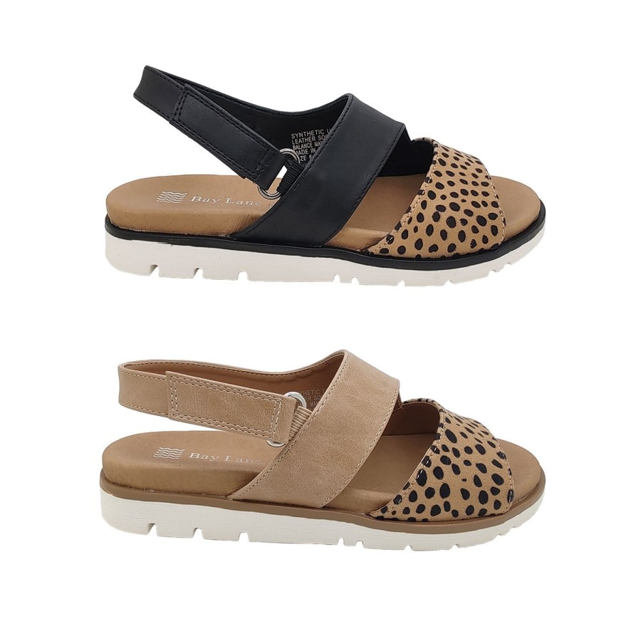 Women Bay Lane | Bay Lane Playa Ladies Sandals Summer Slingback Comfort Sole Animal Print Front