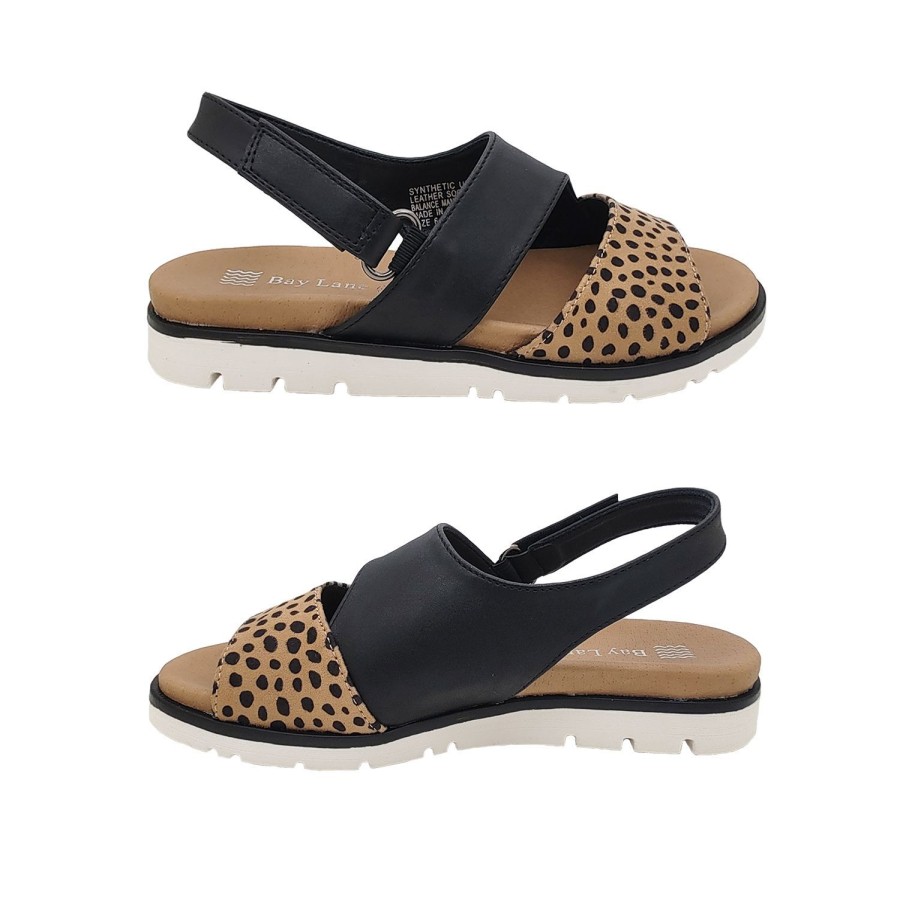 Women Bay Lane | Bay Lane Playa Ladies Sandals Summer Slingback Comfort Sole Animal Print Front