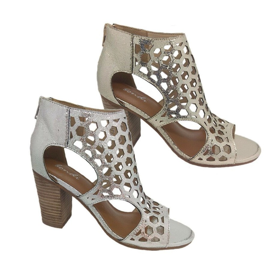 Women Bondi | Ladies Shoes Bondi Danya Caged Heel Zip Back Or Sparkle Size 6-11