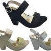 Women No Shoes | Ladies Shoe No Shoes Shaped Black Good Or Silver Chunky Wedged Heels Size 6-11