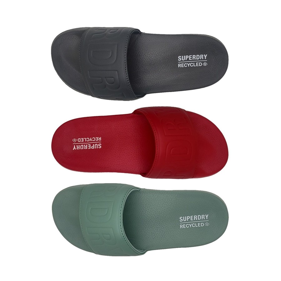 Men Superdry | Superdry Code Core Vegan Pool Slide Mens Shoes Slides Recycled Material Slip Ons