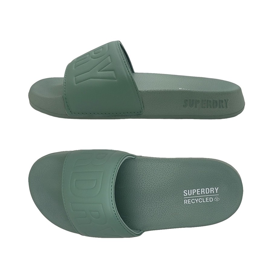 Men Superdry | Superdry Code Core Vegan Pool Slide Mens Shoes Slides Recycled Material Slip Ons