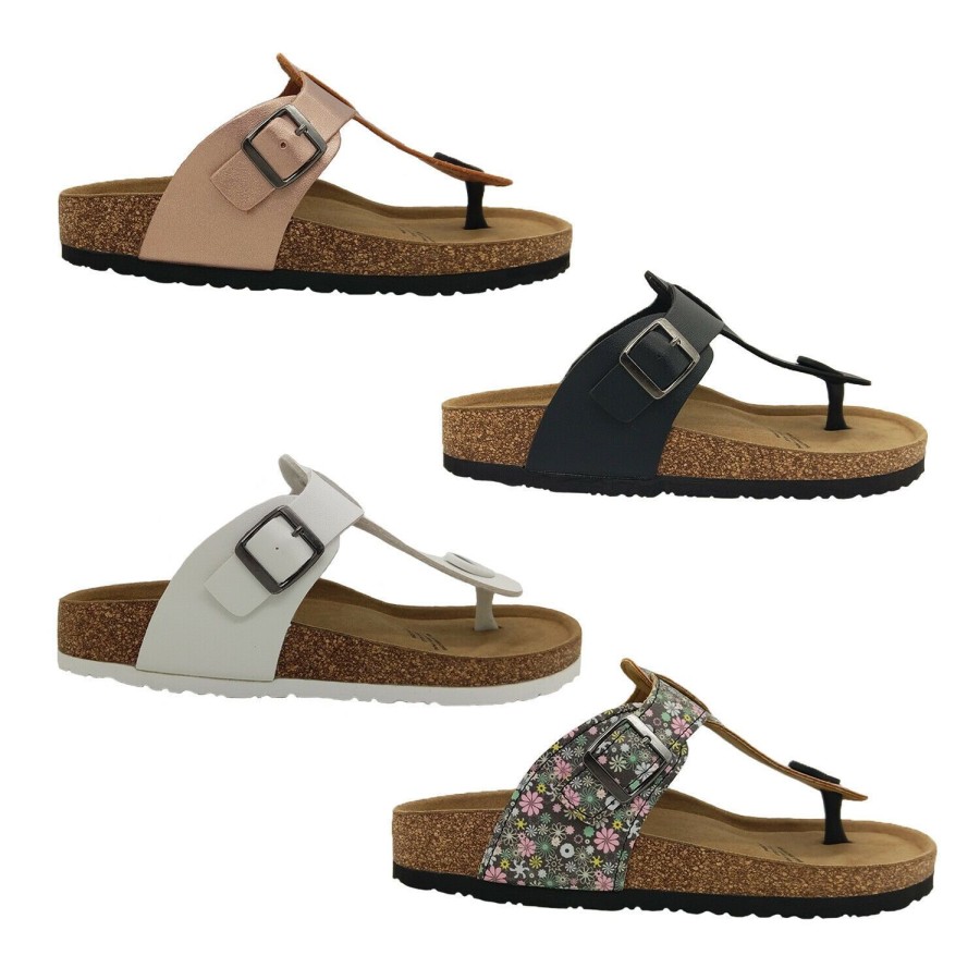 Women WildSole | Ladies Shoes Wildsole Dusty Comfort Cork Footbed Thong Buckle Slide Au 6-11 New