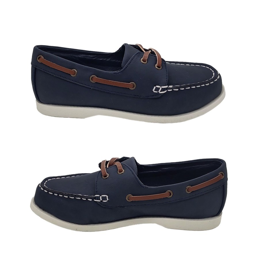 Kids Grosby Casual | Grosby Adrian Boys Shoe Classic Summer Boat Shoes Lace Up Stitching Detail